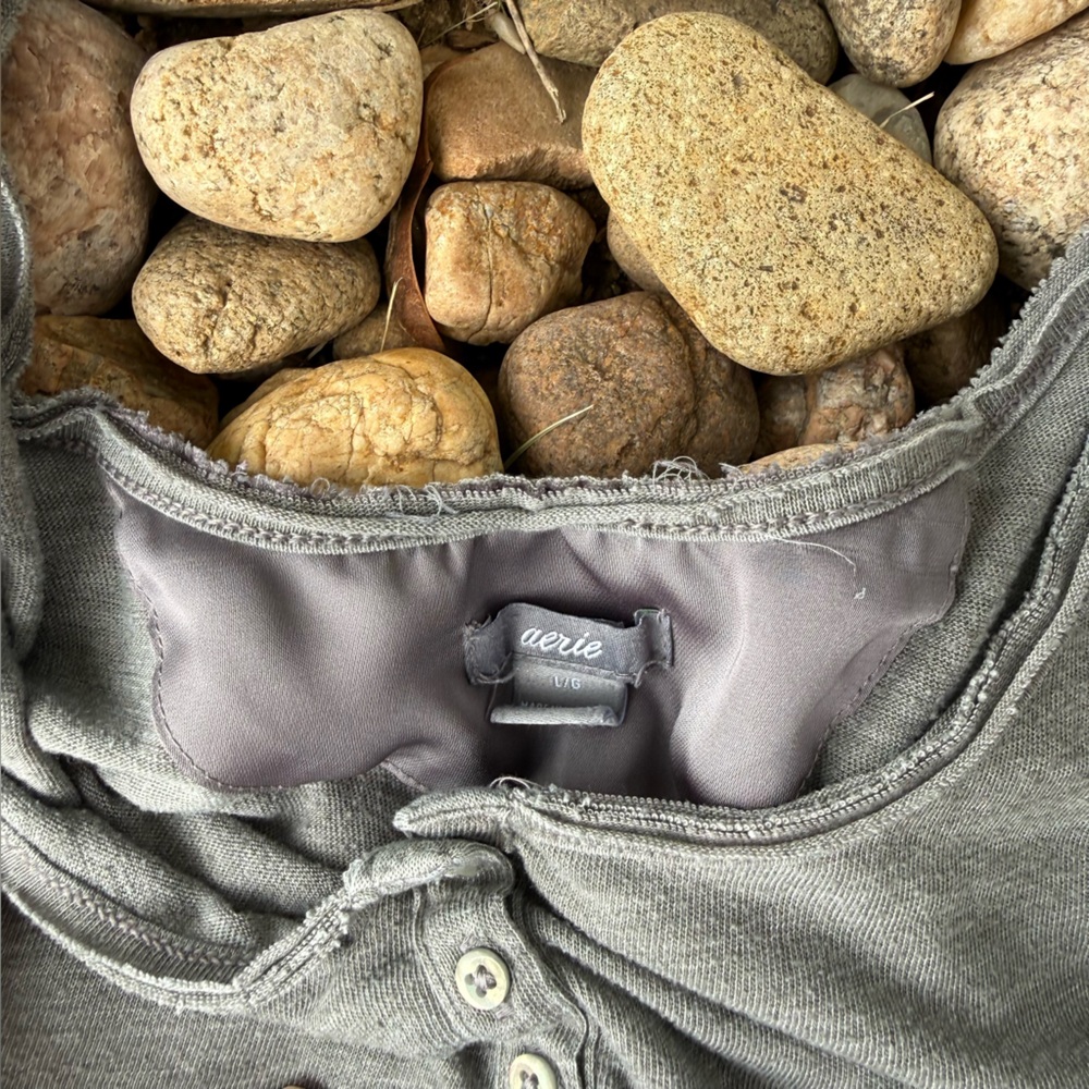 Aerie Charcoal Buttoned Tank Top